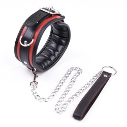 black and red thick d ring neck collar