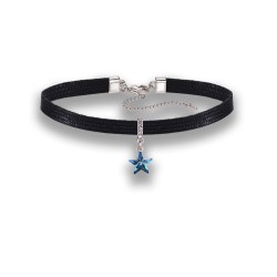 blue rhinestone star pendant choker