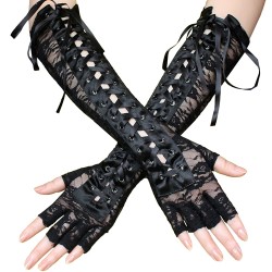 sexy lace bandaged dancing half finger gloves